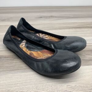 Born Julianne Black Leather Slip On Ballet Flats Women 8.5 M